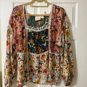 Maeve by Anthropology flower blouse